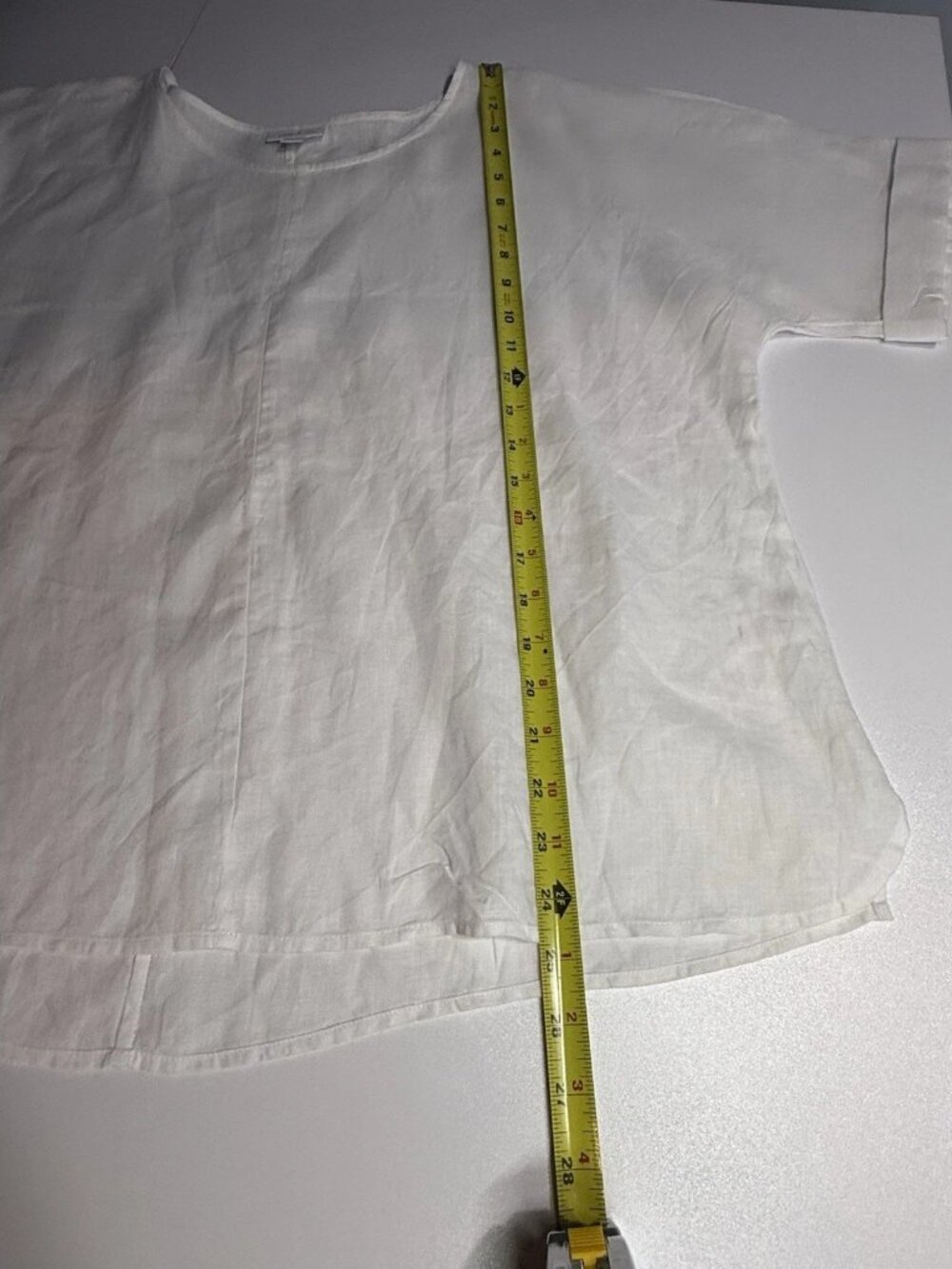 Pure Jill Top Women Sz M White Linen Boxy Coastal Beach Lagenlook Sustainable - Picture 5 of 9